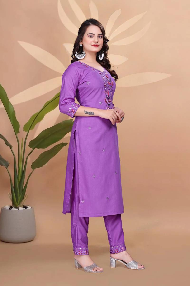 Shiv 1261 Cotton Embroidery Worked Kurti With Bottom Collection