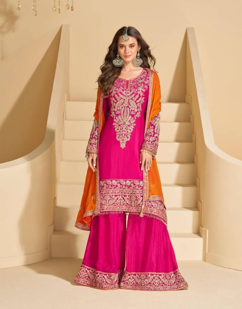 Sayuri Sundari Premium Chinon Silk Embroidered Suits Collection