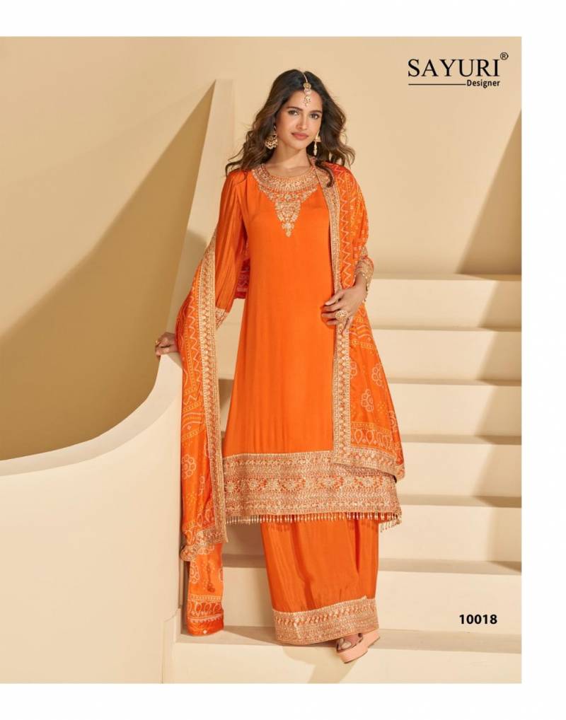Sayuri Sundari Premium Chinon Silk Embroidered Suits Collection