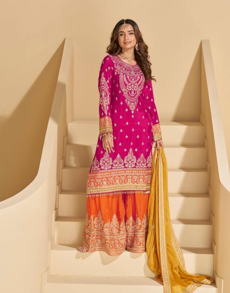 Sayuri Sundari Premium Chinon Silk Embroidered Suits Collection