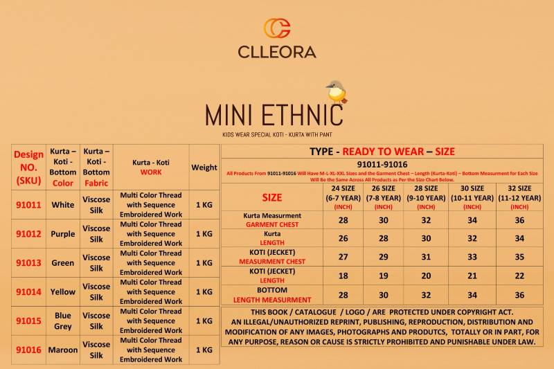 Clleora Mini Ethnic Viscose Kids Wear Festival Special Collection
