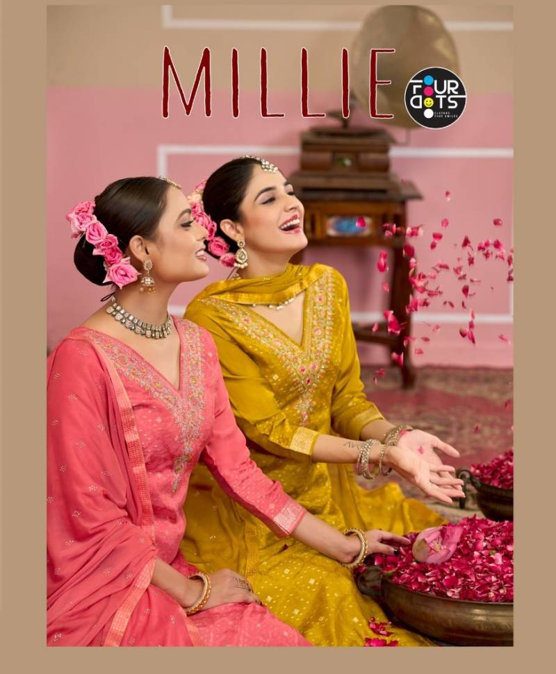 Four Dots Millie Muslin Jacquard Work Dress Material Collection