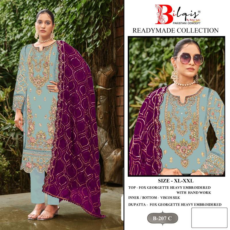 Bilqis B 207 A To D Faux Georgette Festival Wear Salwar Suit Collection