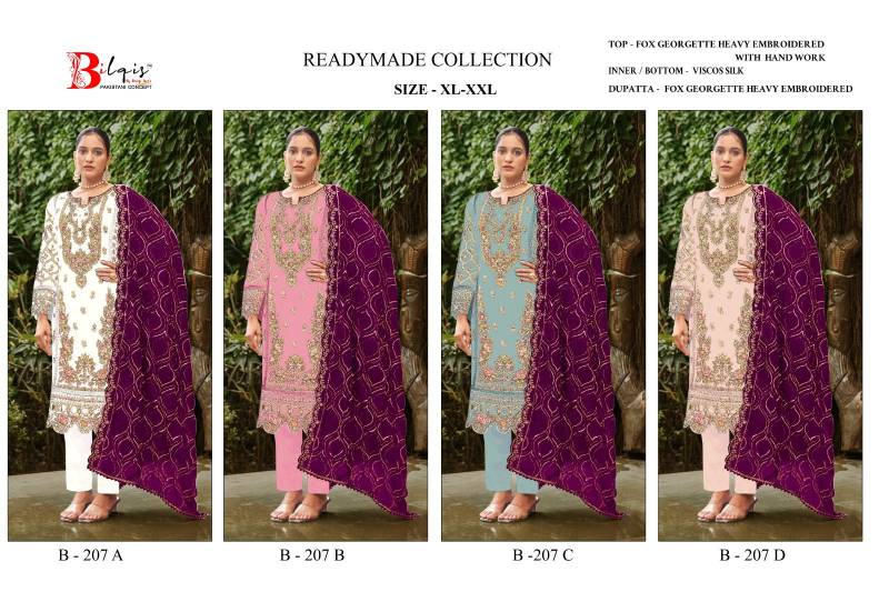 Bilqis B 207 A To D Faux Georgette Festival Wear Salwar Suit Collection