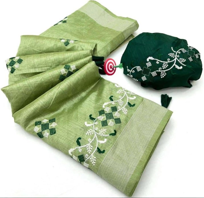 Lekha Jag 05 Chanderi Cotton Thread Embroidery Saree