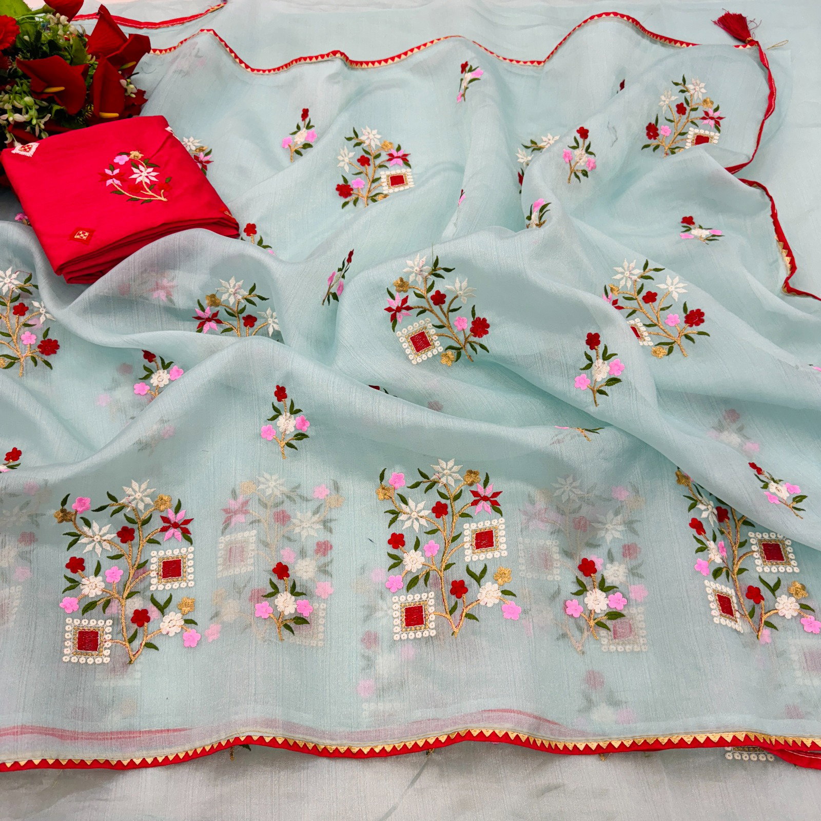Lekha Jag 06 Organza Embroidery Saree Collection