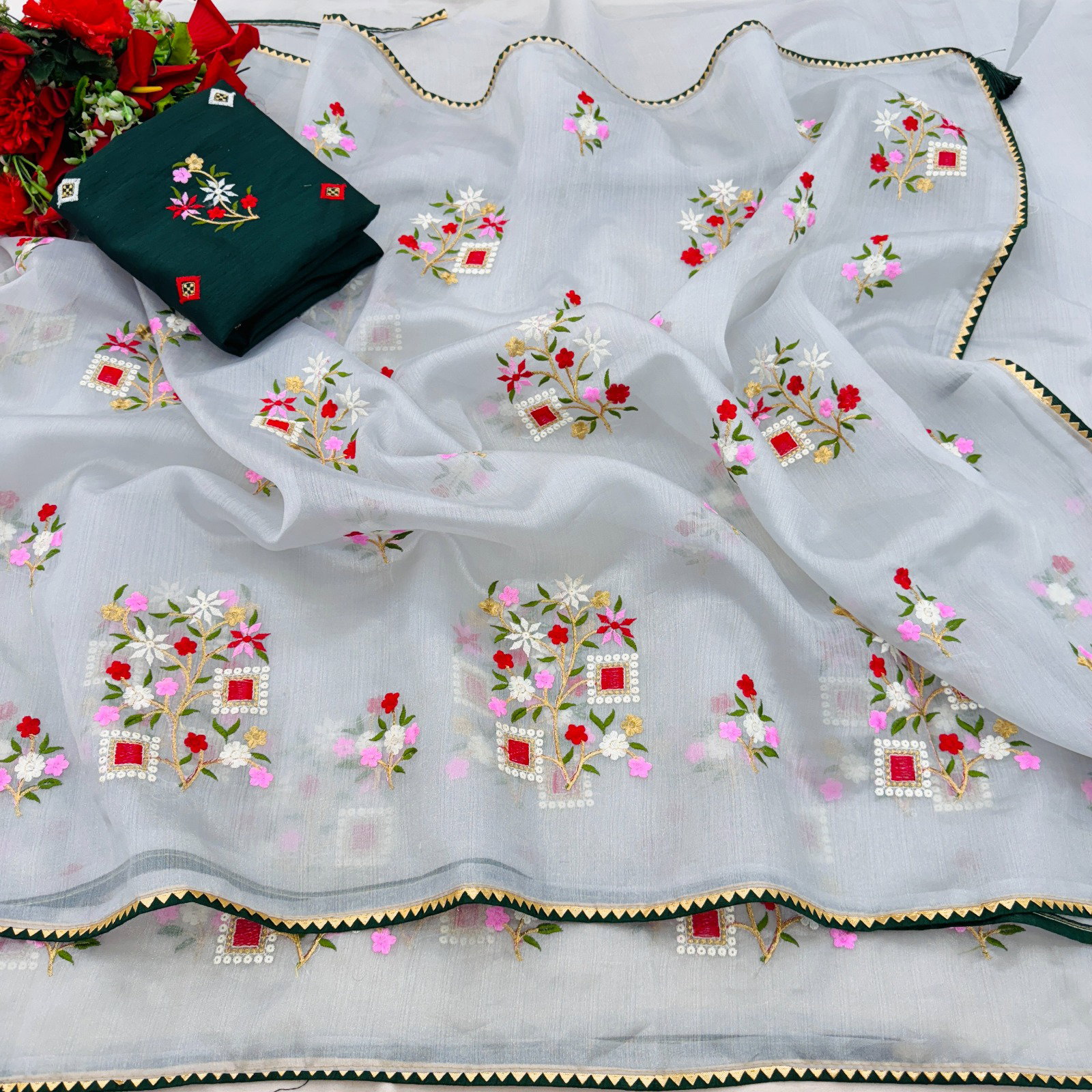 Lekha Jag 06 Organza Embroidery Saree Collection