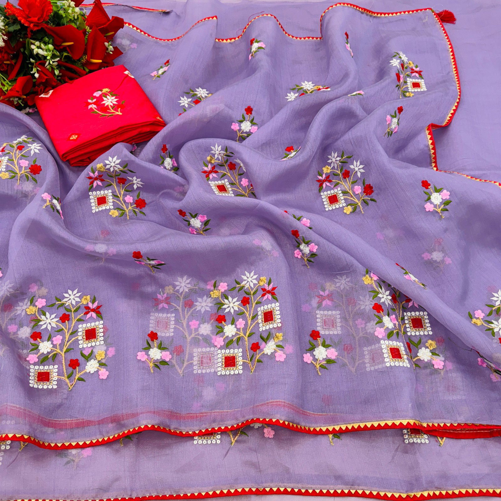 Lekha Jag 06 Organza Embroidery Saree Collection