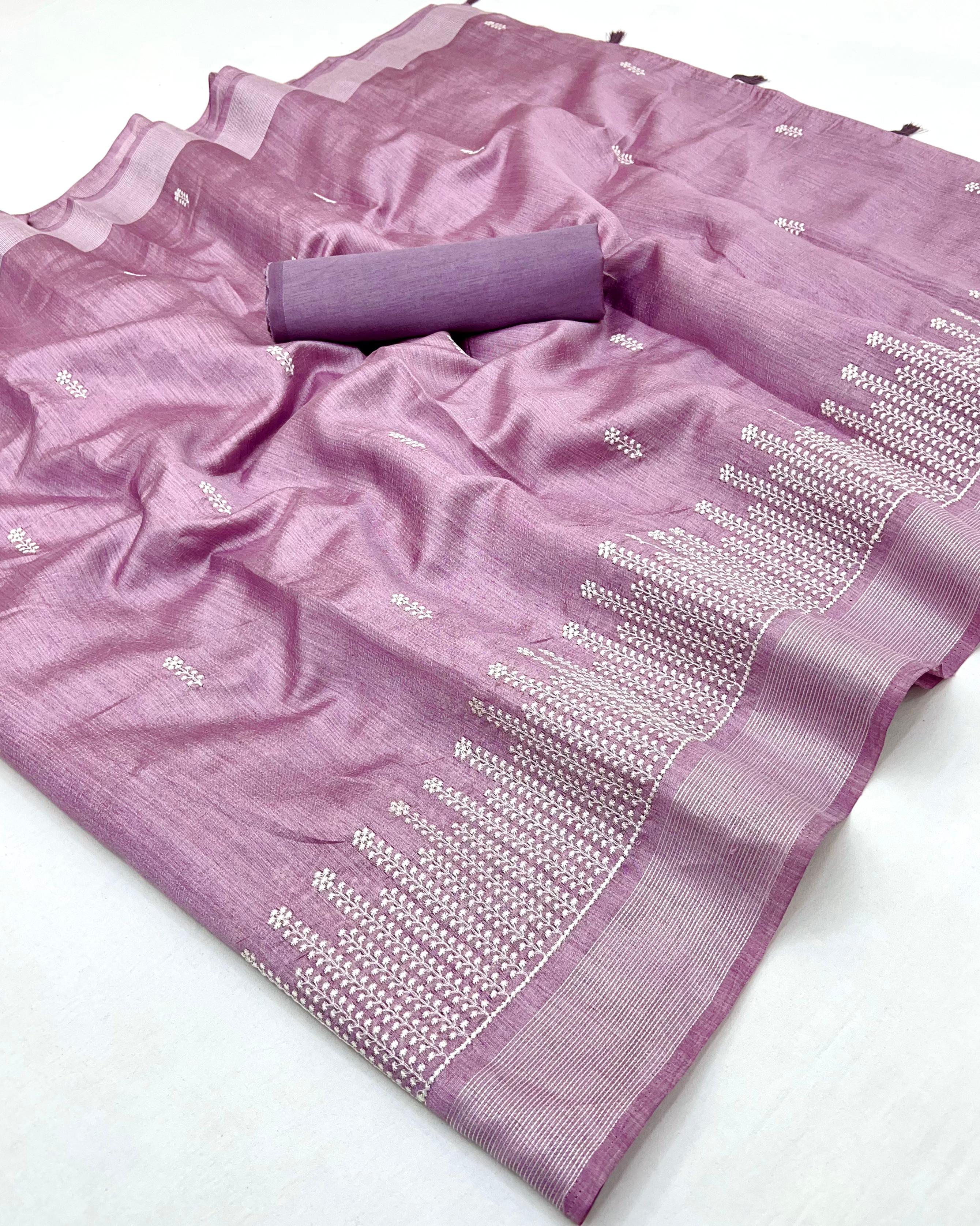 Lekha Jag 07 Chanderi Cotton Embroidery Work Saree