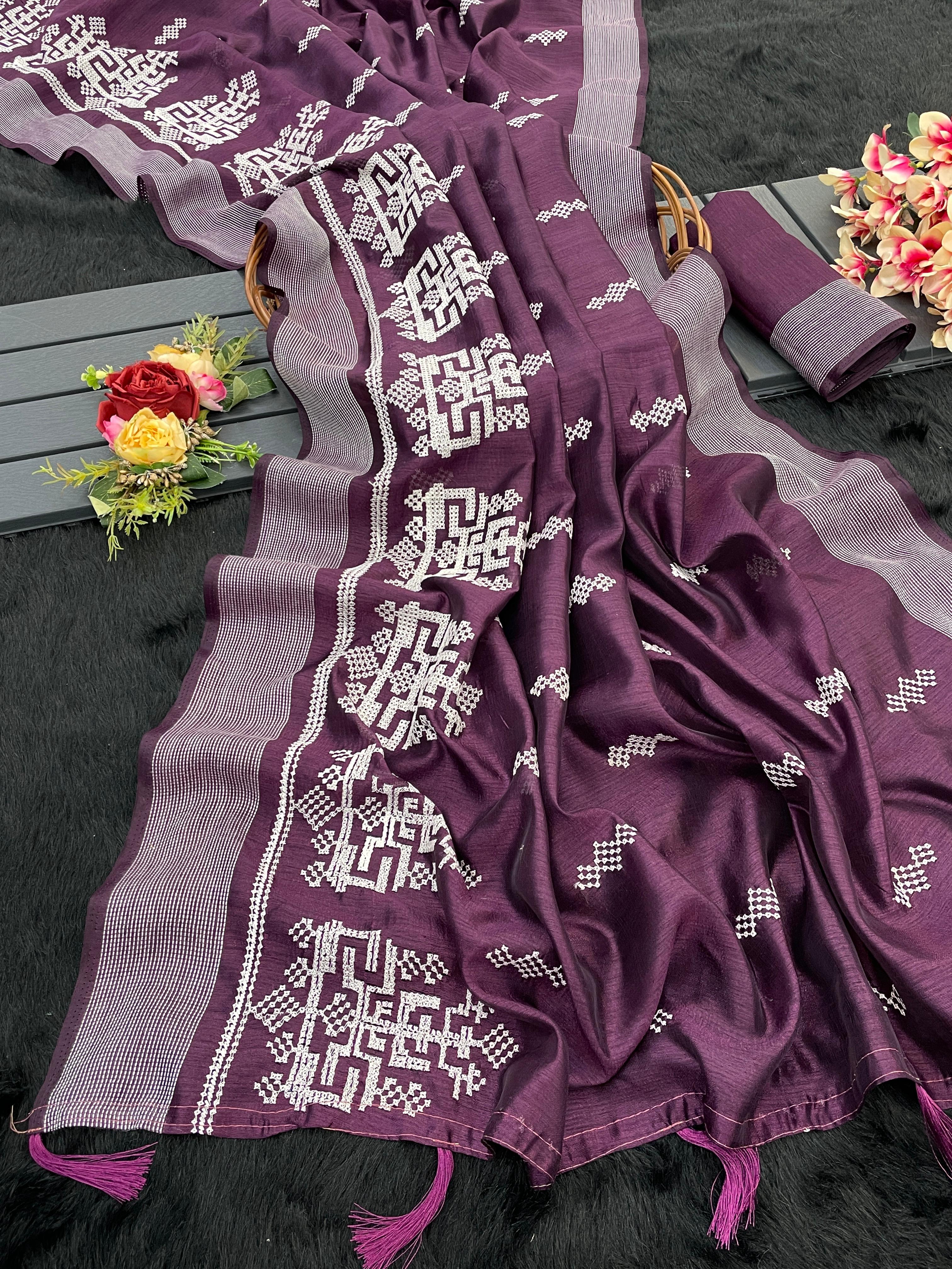 Lekha Jag 08 Chanderi Cotton Embroidery Saree