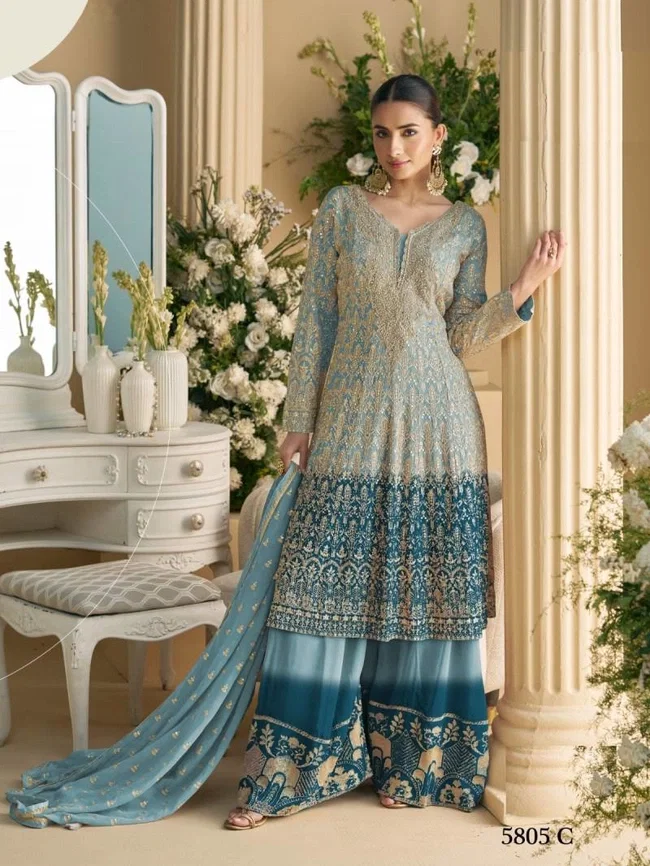 Virasat Hit 5805 Premium Georgette Embroidered Suits Collection