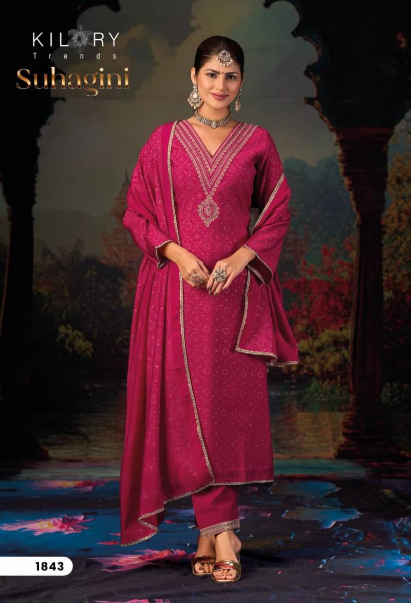 Kilory Suhagini Masleen Silk Printed Salwar Suit Collection