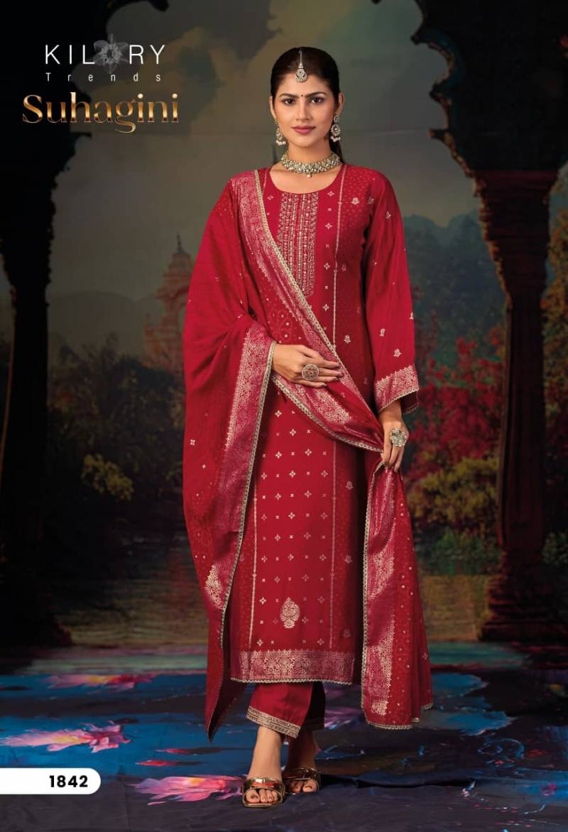 Kilory Suhagini Masleen Silk Printed Salwar Suit Collection
