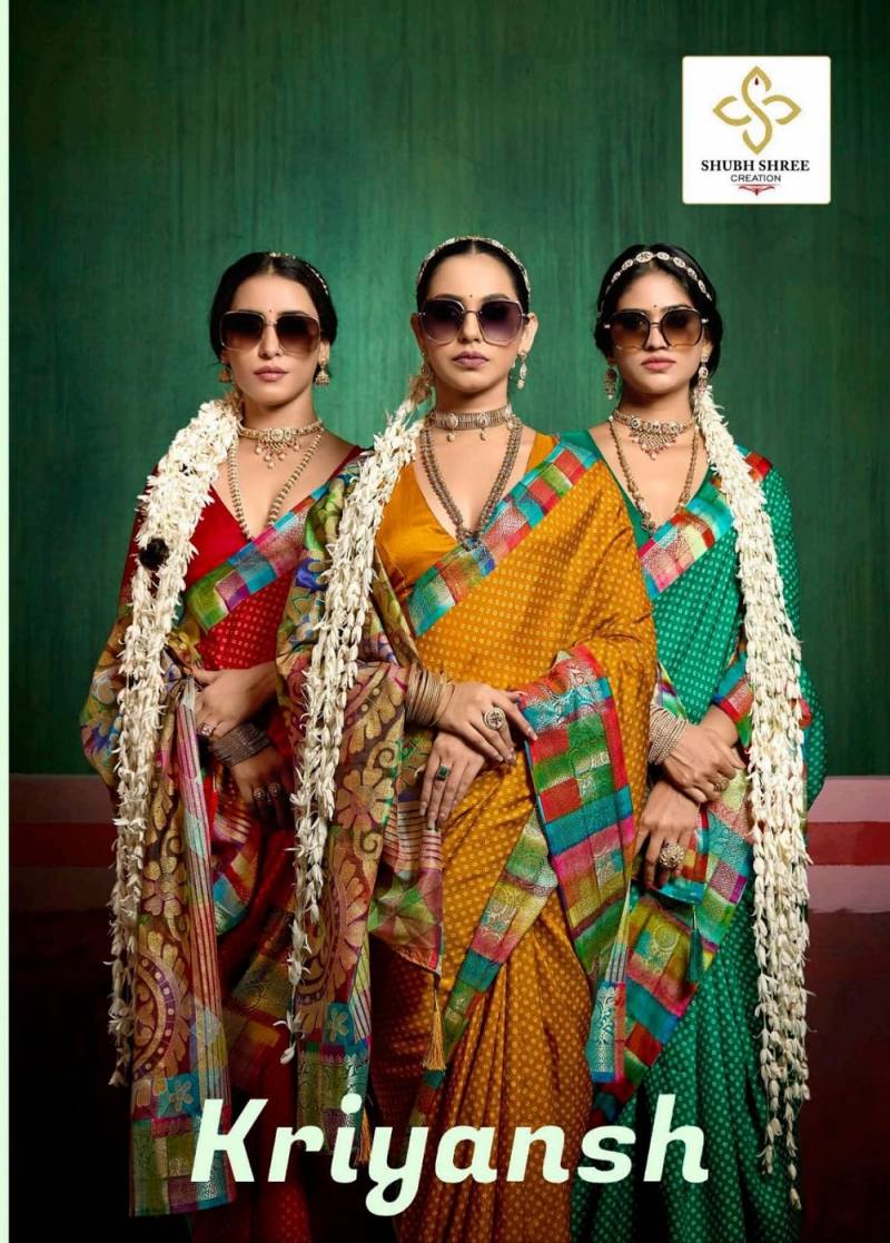 Shubh Shree Kriyansh Tussar Silk Bandhej Printed Saree Collection