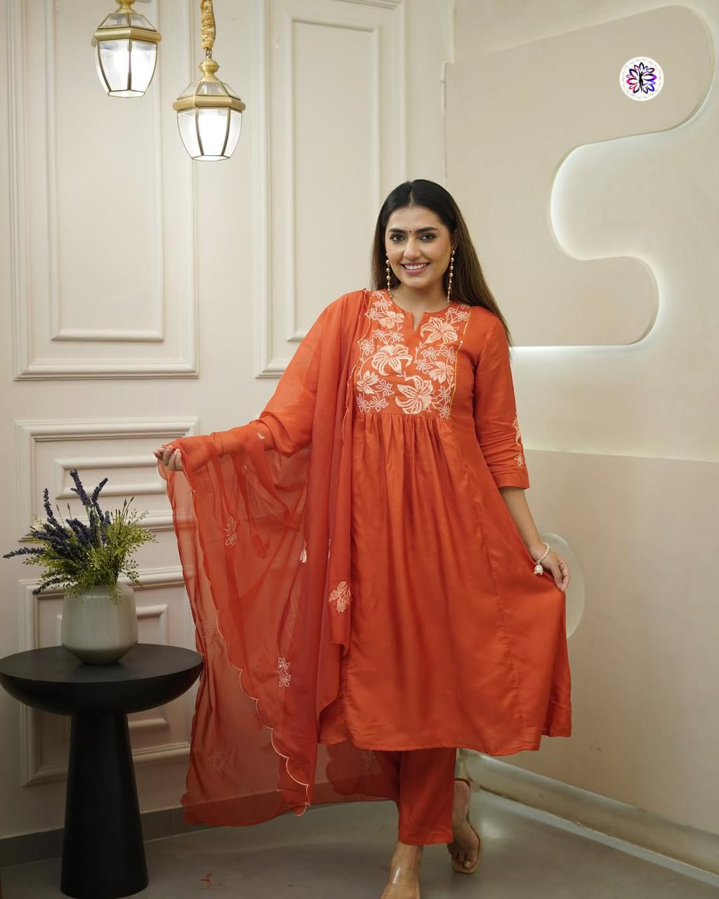 Lekha Cf 5128 D- Chinon Embroidery Kurti Bottom With Dupatta