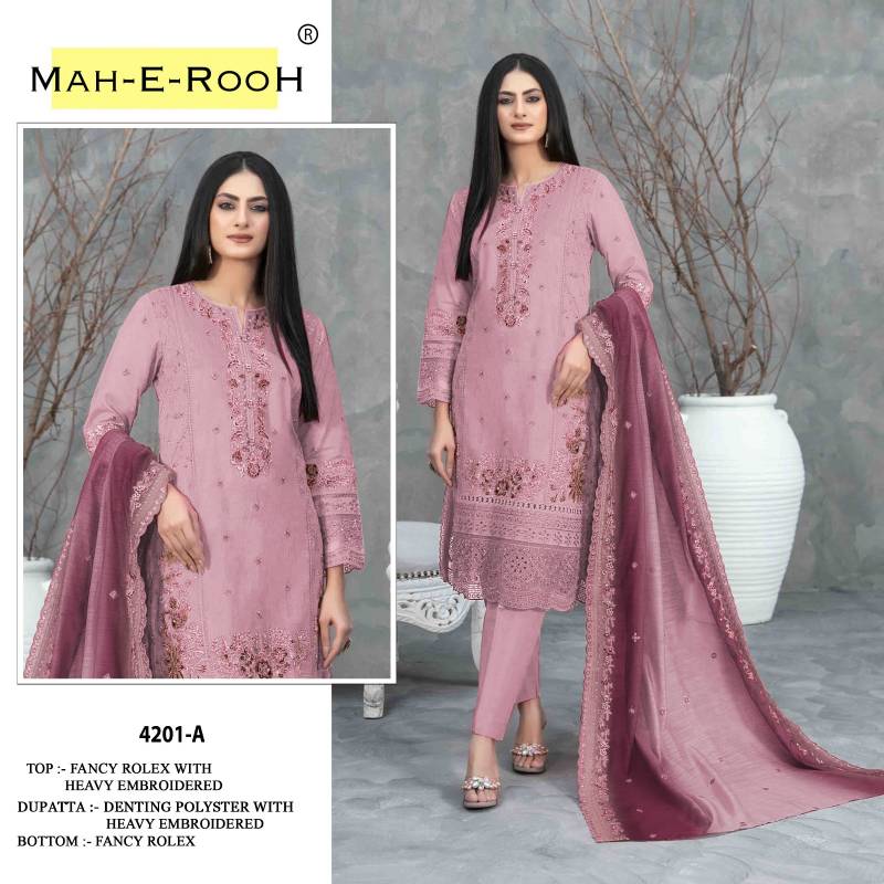 Mah E Rooh 4201 A To D Fancy Rolex With Embriodered Suits
