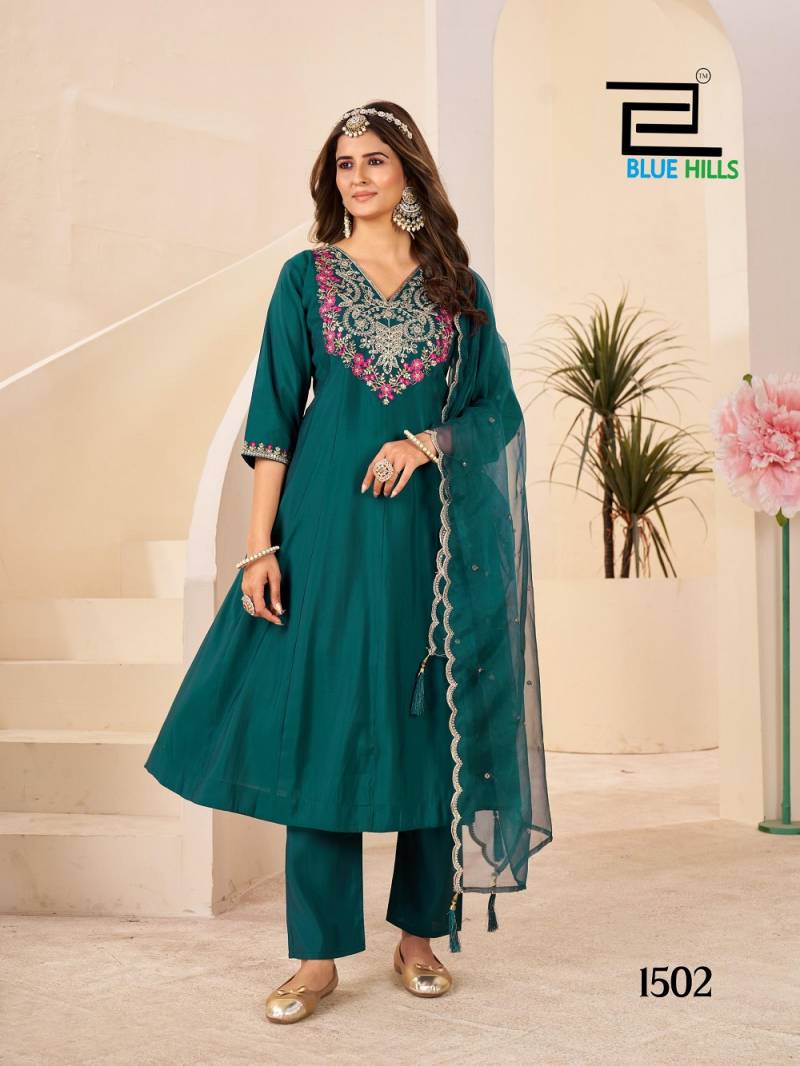 Blue Hills Taj Mahal Vol 15 Roman Silk Readymade Collection