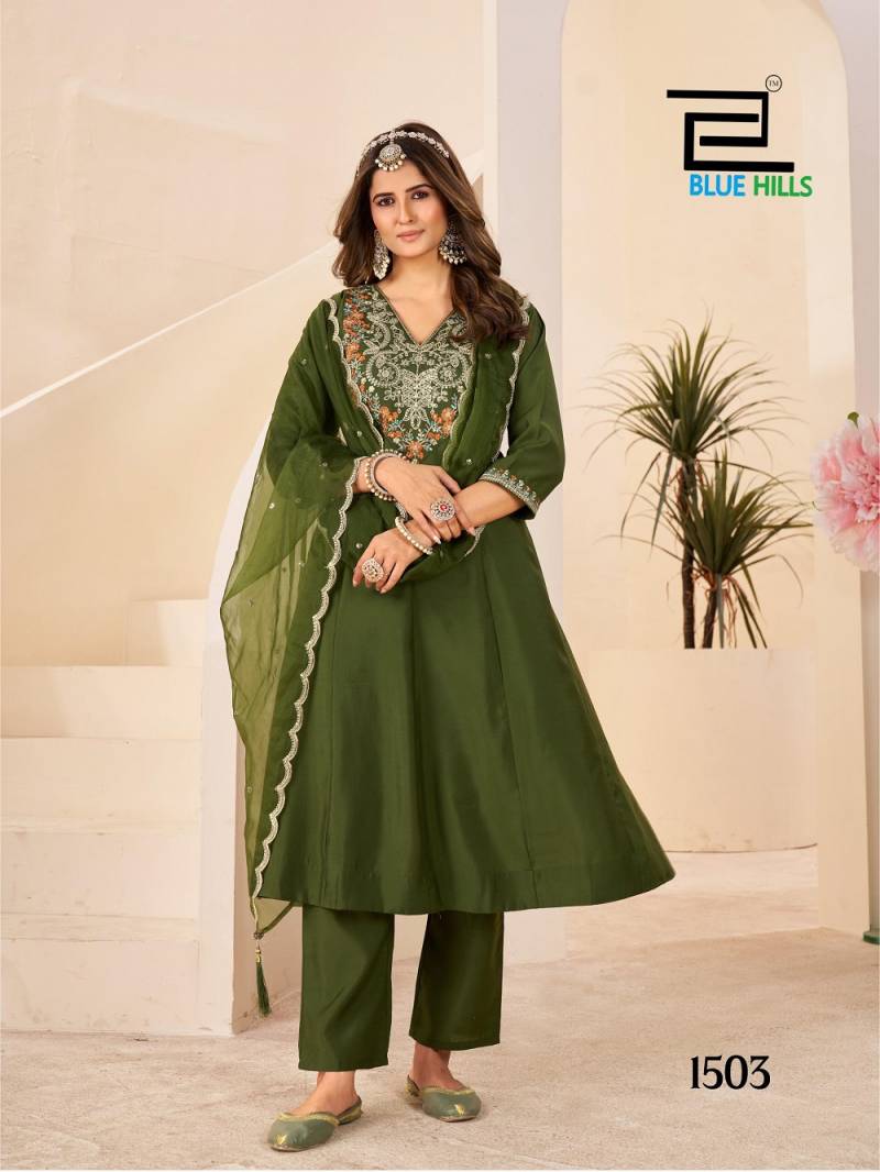 Blue Hills Taj Mahal Vol 15 Roman Silk Readymade Collection