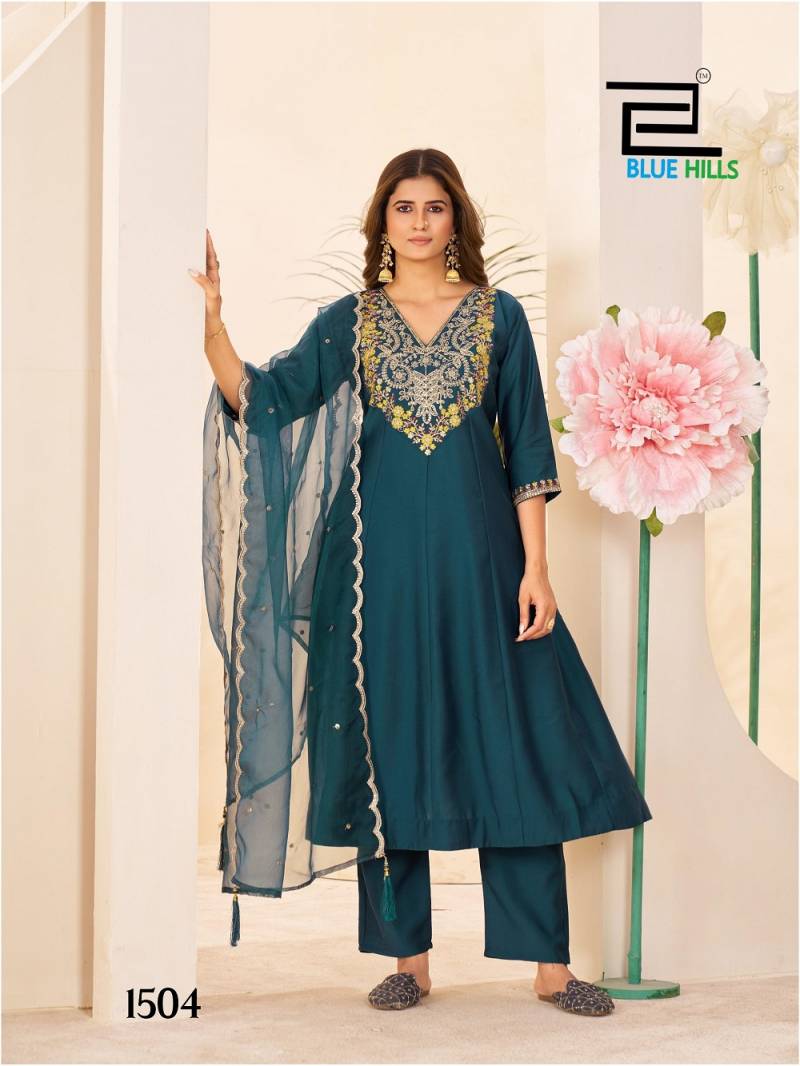 Blue Hills Taj Mahal Vol 15 Roman Silk Readymade Collection