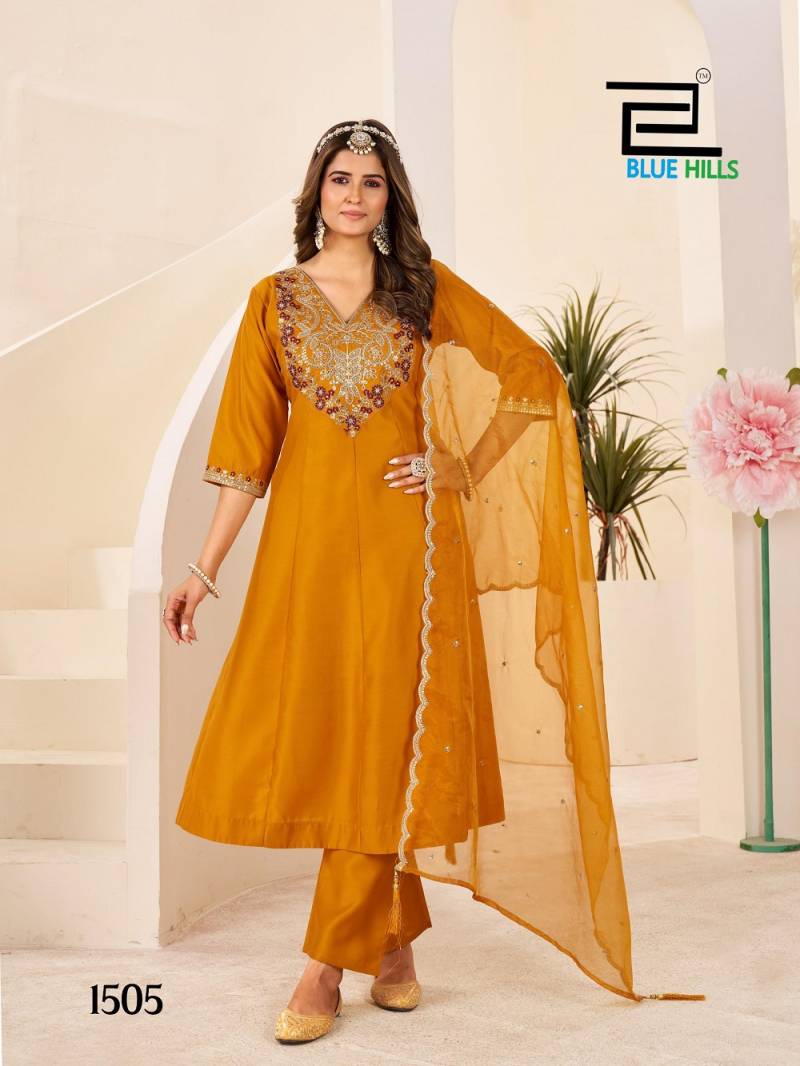 Blue Hills Taj Mahal Vol 15 Roman Silk Readymade Collection