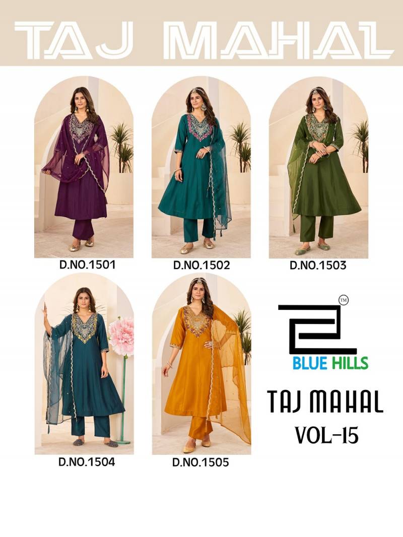 Blue Hills Taj Mahal Vol 15 Roman Silk Readymade Collection