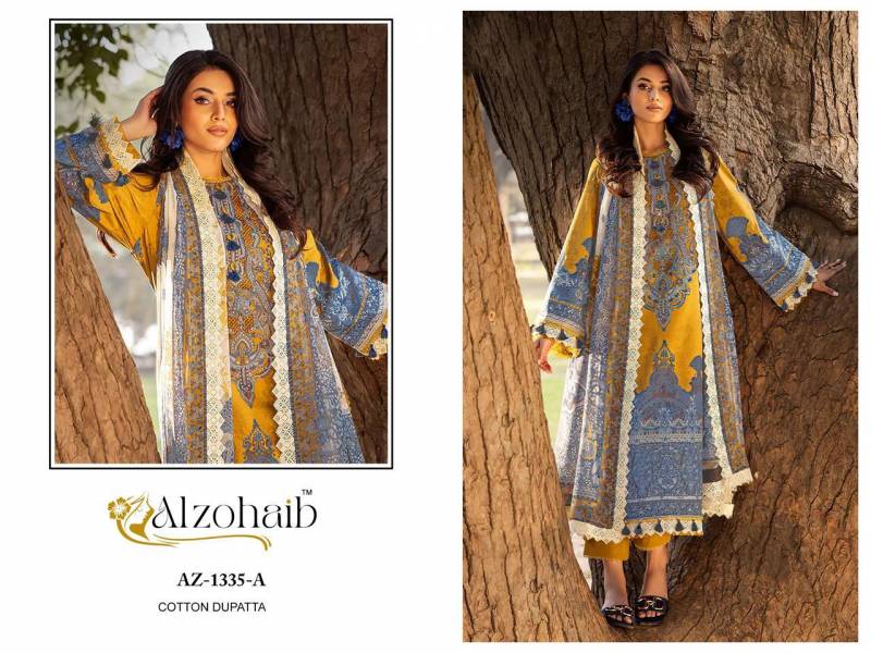 Alzohaib Az 1334 And 1335 Chiffon Dupatta Cotton Pakistani Suits