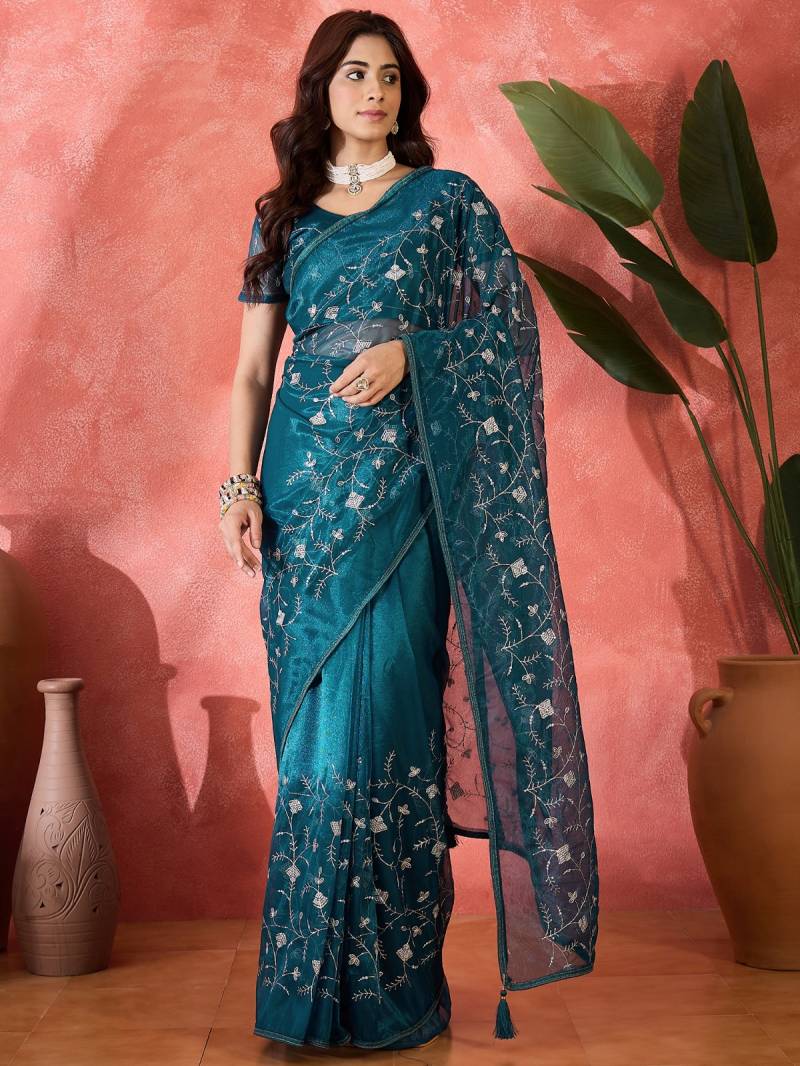 Cp 8258 Sequance Worked Fancy Net Saree Collection