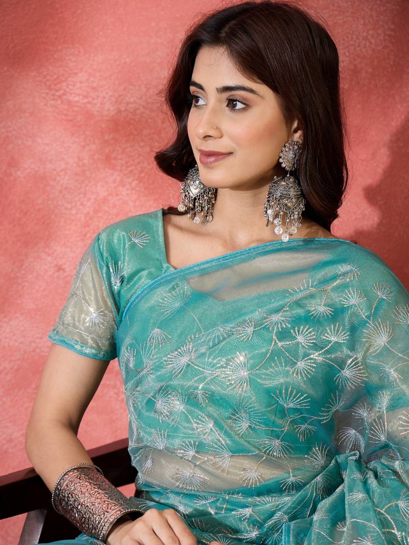 Cp 8257 Sequance Worked Twill Net Saree Collection