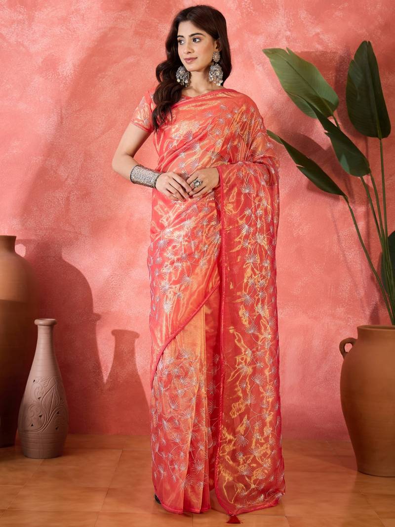 Cp 8257 Sequance Worked Twill Net Saree Collection
