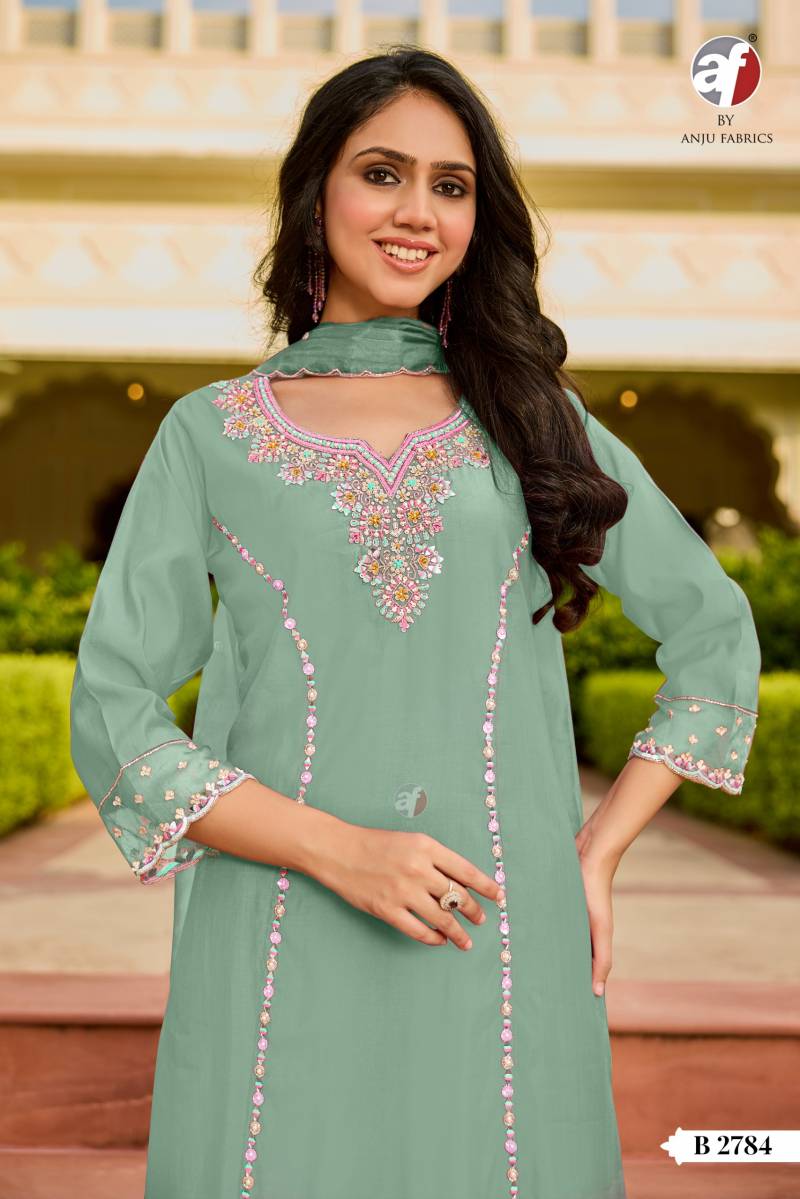 Af B 2784 Modal Silk Hand Work Kurti Bottom And Dupatta