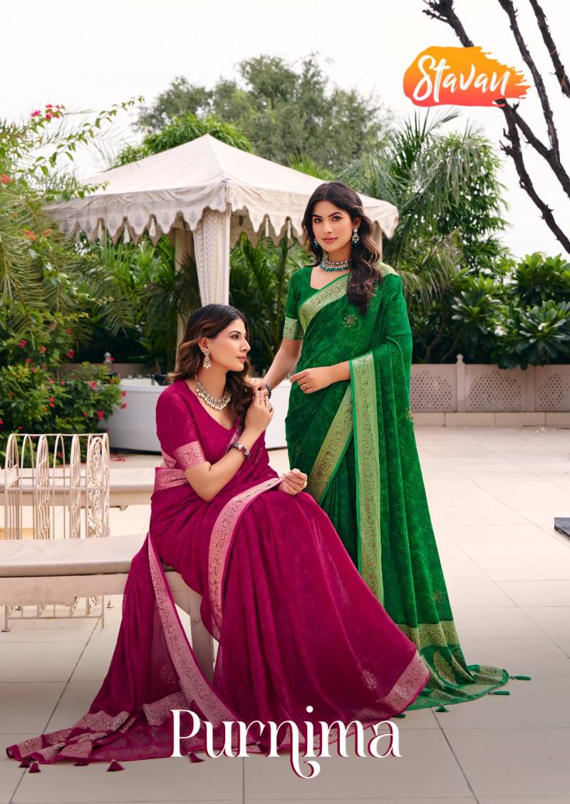 Stavan Purnima Georgette Fancy Saree Collection
