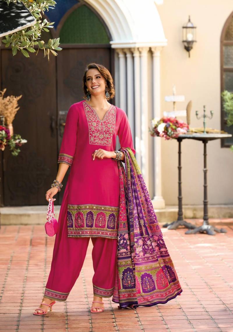 Lady Leela Khwab Designer Embroidery Silk Kurti Bottom And Dupatta