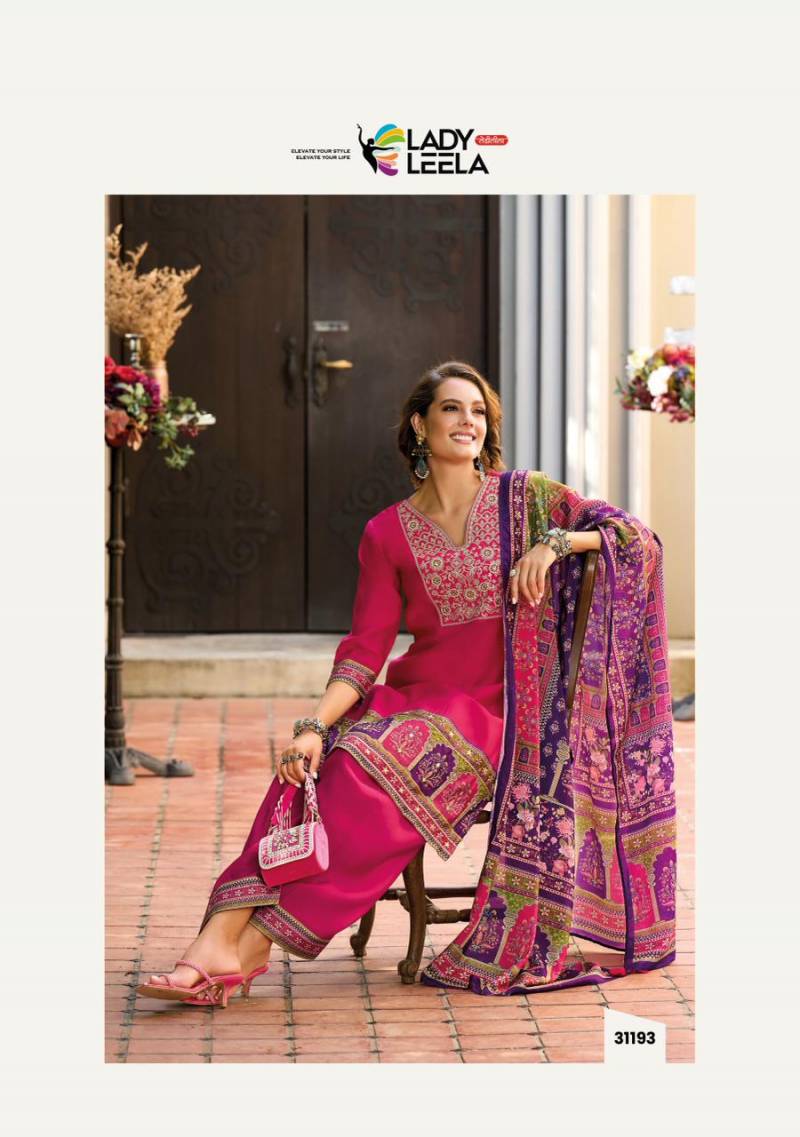 Lady Leela Khwab Designer Embroidery Silk Kurti Bottom And Dupatta