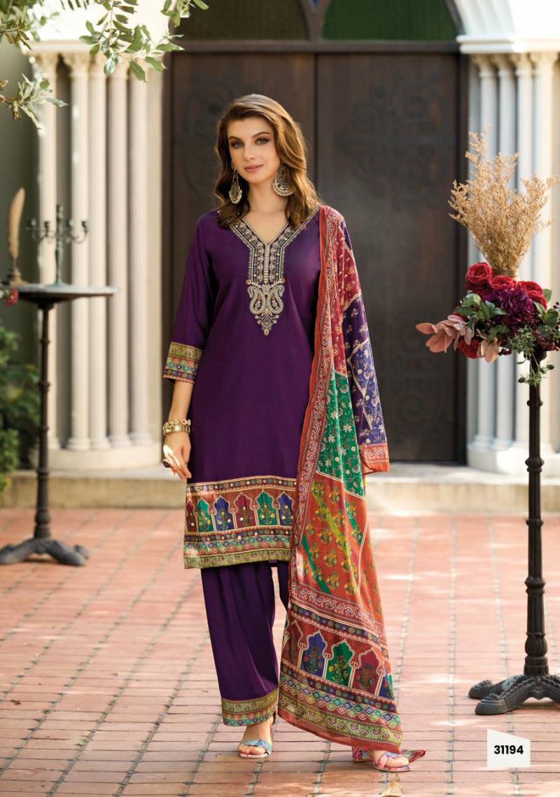 Lady Leela Khwab Designer Embroidery Silk Kurti Bottom And Dupatta