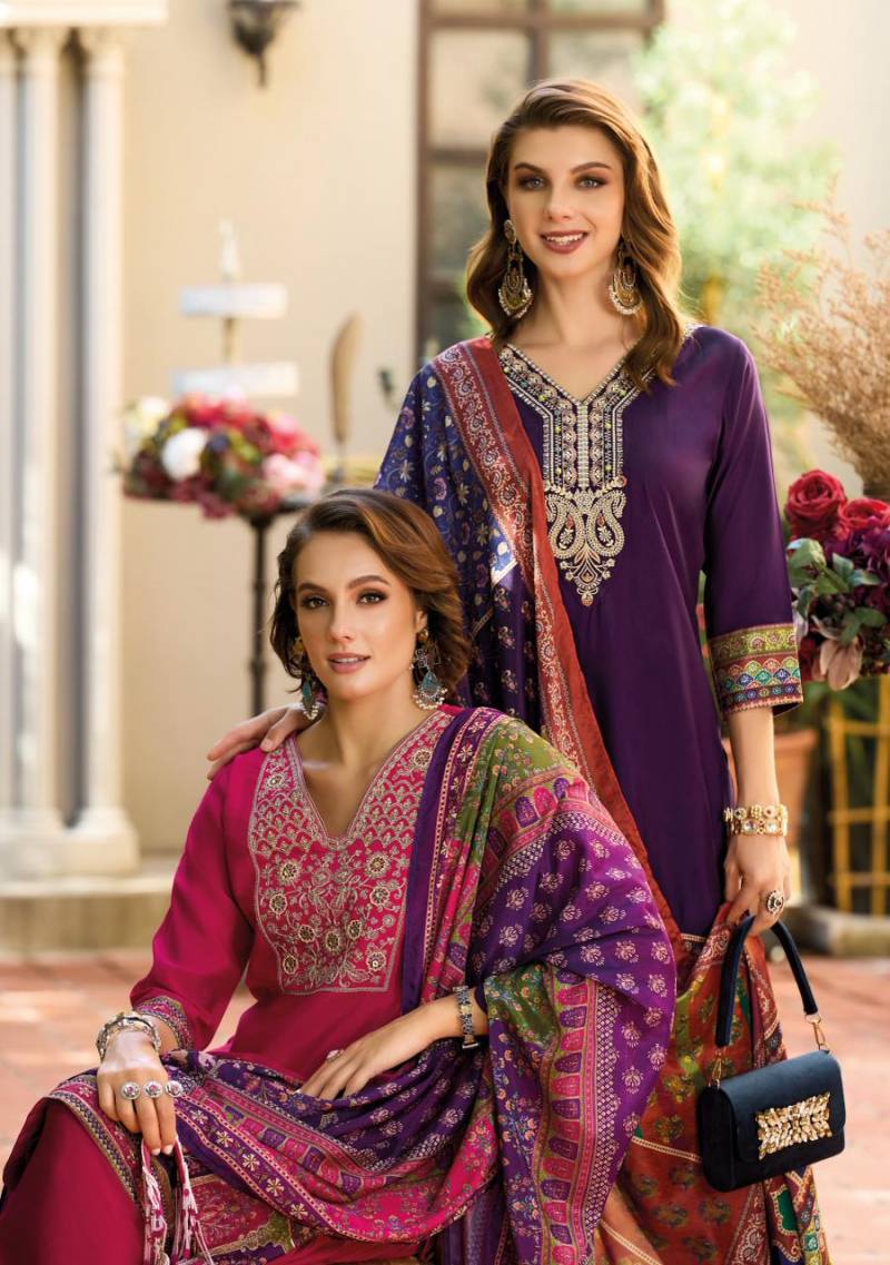 Lady Leela Khwab Designer Embroidery Silk Kurti Bottom And Dupatta