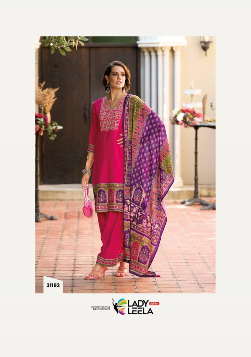 Lady Leela Khwab Designer Embroidery Silk Kurti Bottom And Dupatta