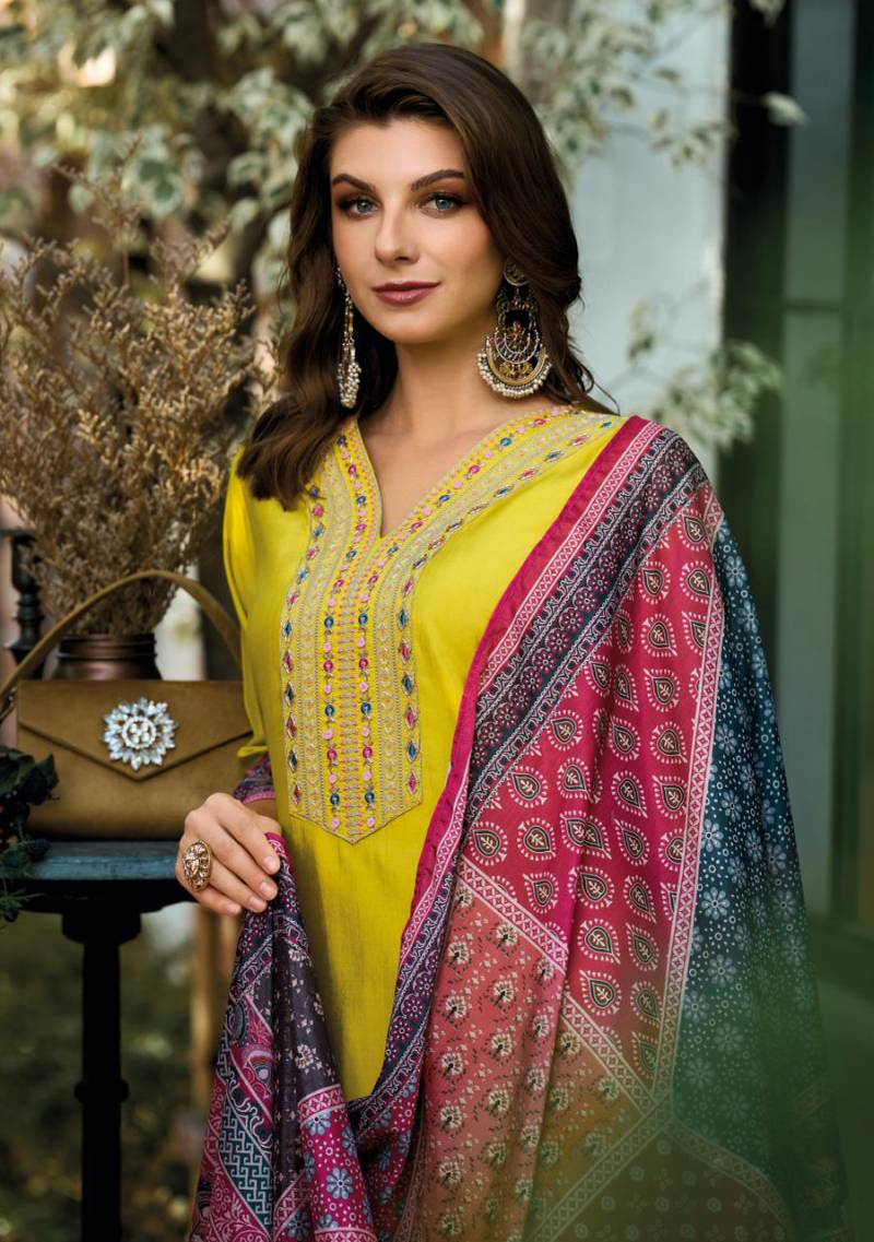 Lady Leela Khwab Designer Embroidery Silk Kurti Bottom And Dupatta