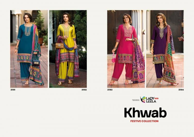 Lady Leela Khwab Designer Embroidery Silk Kurti Bottom And Dupatta