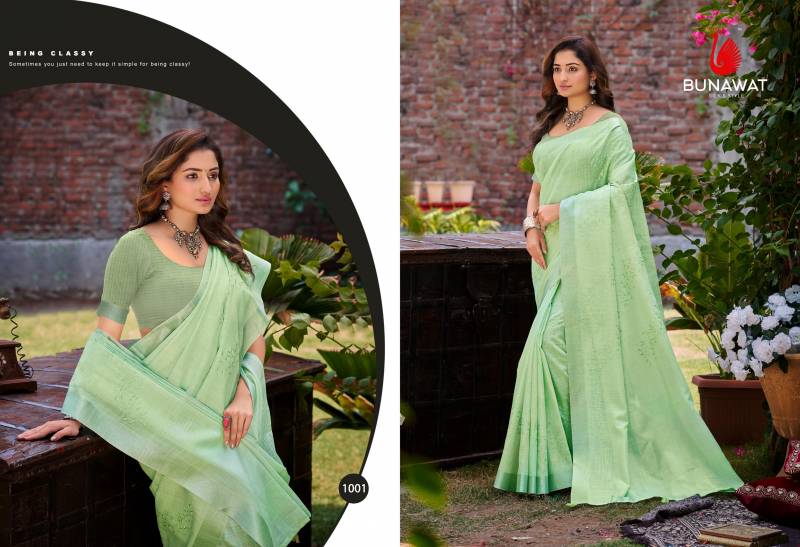 Bunawat Lotus Linen Designer Saree Collection