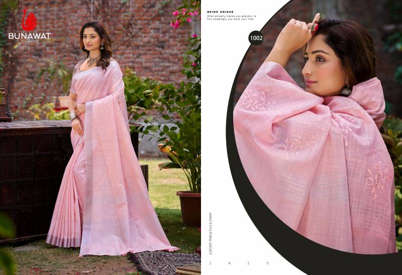 Bunawat Lotus Linen Designer Saree Collection