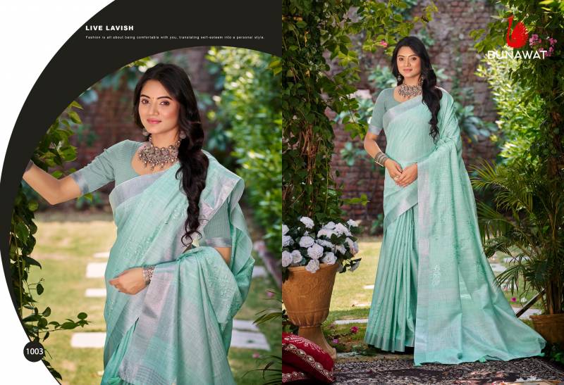 Bunawat Lotus Linen Designer Saree Collection