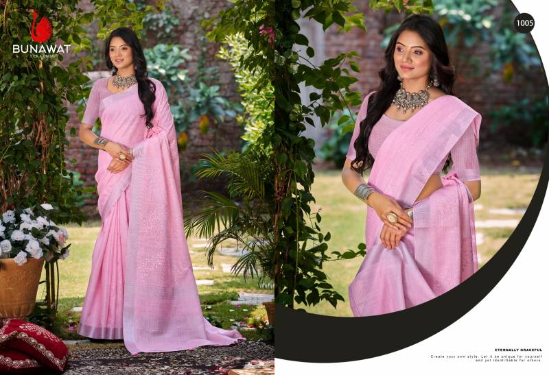 Bunawat Lotus Linen Designer Saree Collection