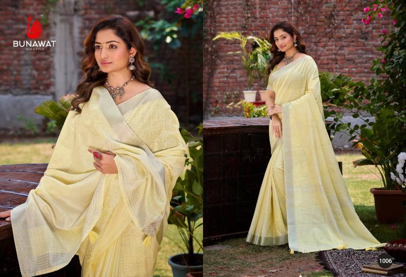 Bunawat Lotus Linen Designer Saree Collection