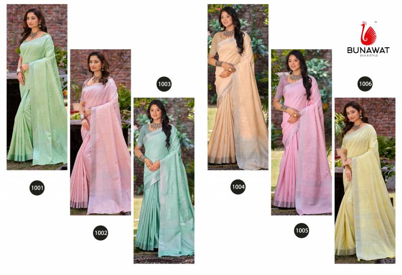 Bunawat Lotus Linen Designer Saree Collection