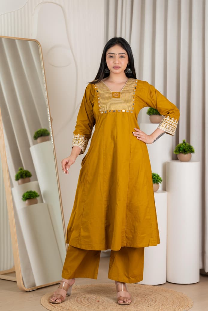 Naisha K 288 Real Mirror And Embroidered Festive Wear Kurta With Bottom