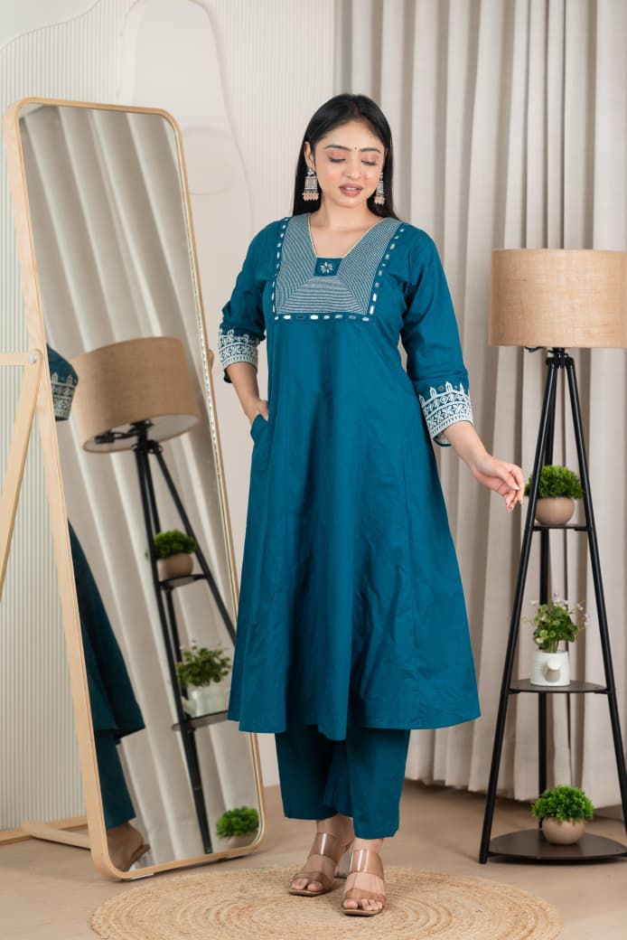 Naisha K 288 Real Mirror And Embroidered Festive Wear Kurta With Bottom