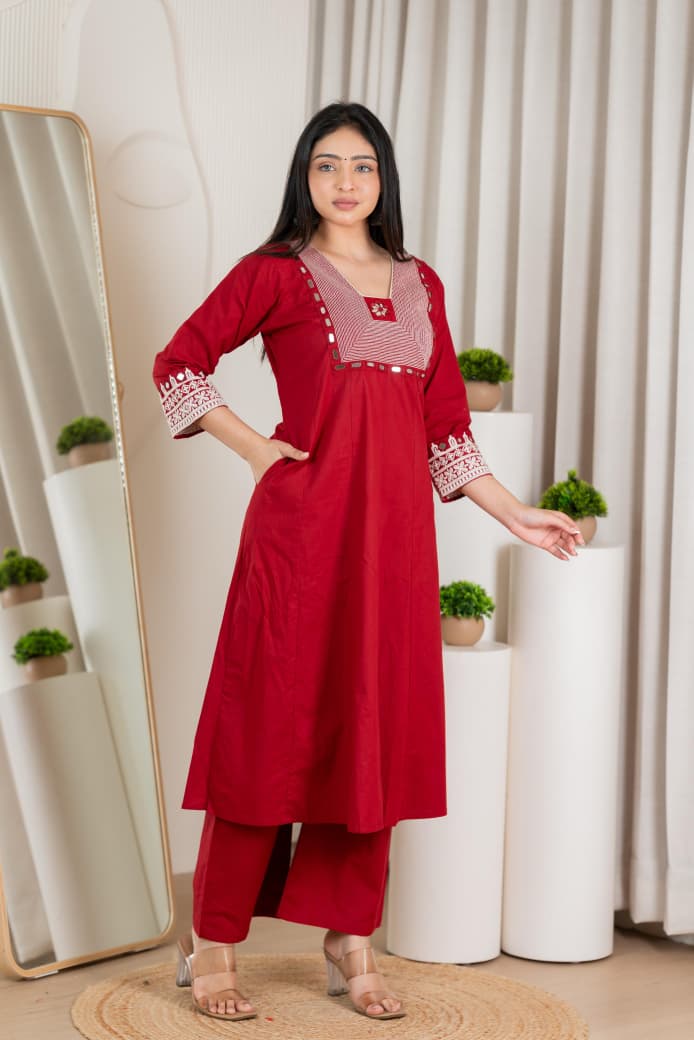 Naisha K 288 Real Mirror And Embroidered Festive Wear Kurta With Bottom