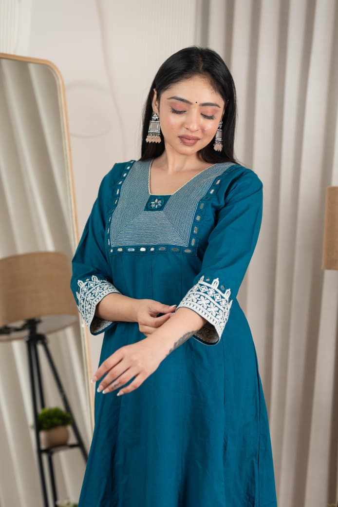 Naisha K 288 Real Mirror And Embroidered Festive Wear Kurta With Bottom
