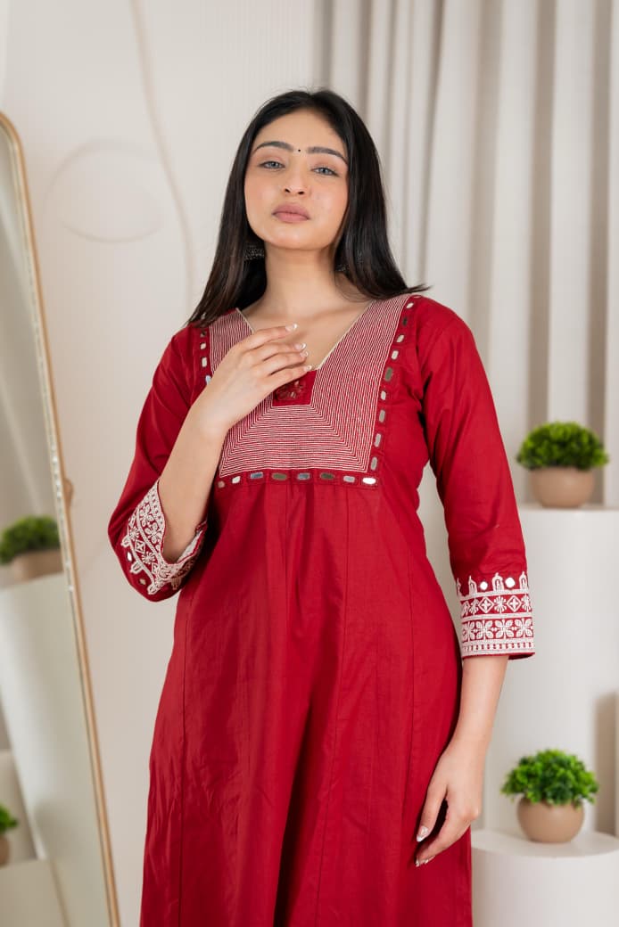 Naisha K 288 Real Mirror And Embroidered Festive Wear Kurta With Bottom