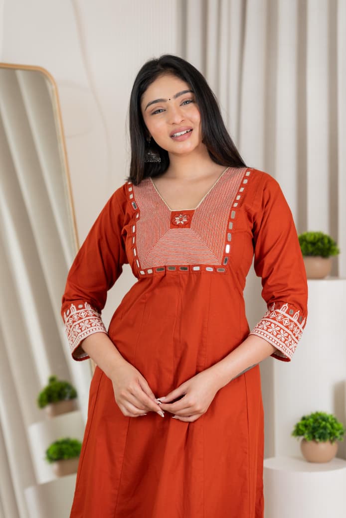 Naisha K 288 Real Mirror And Embroidered Festive Wear Kurta With Bottom